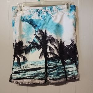Beach Swim Trunks Medium‎ Blue White Black Beach Place Sport A128